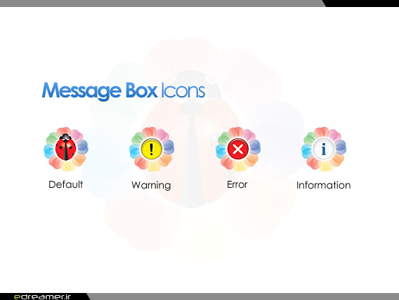 آیکن های طراحی شده برای حالات مختلف جعبه پیام های مهدیار